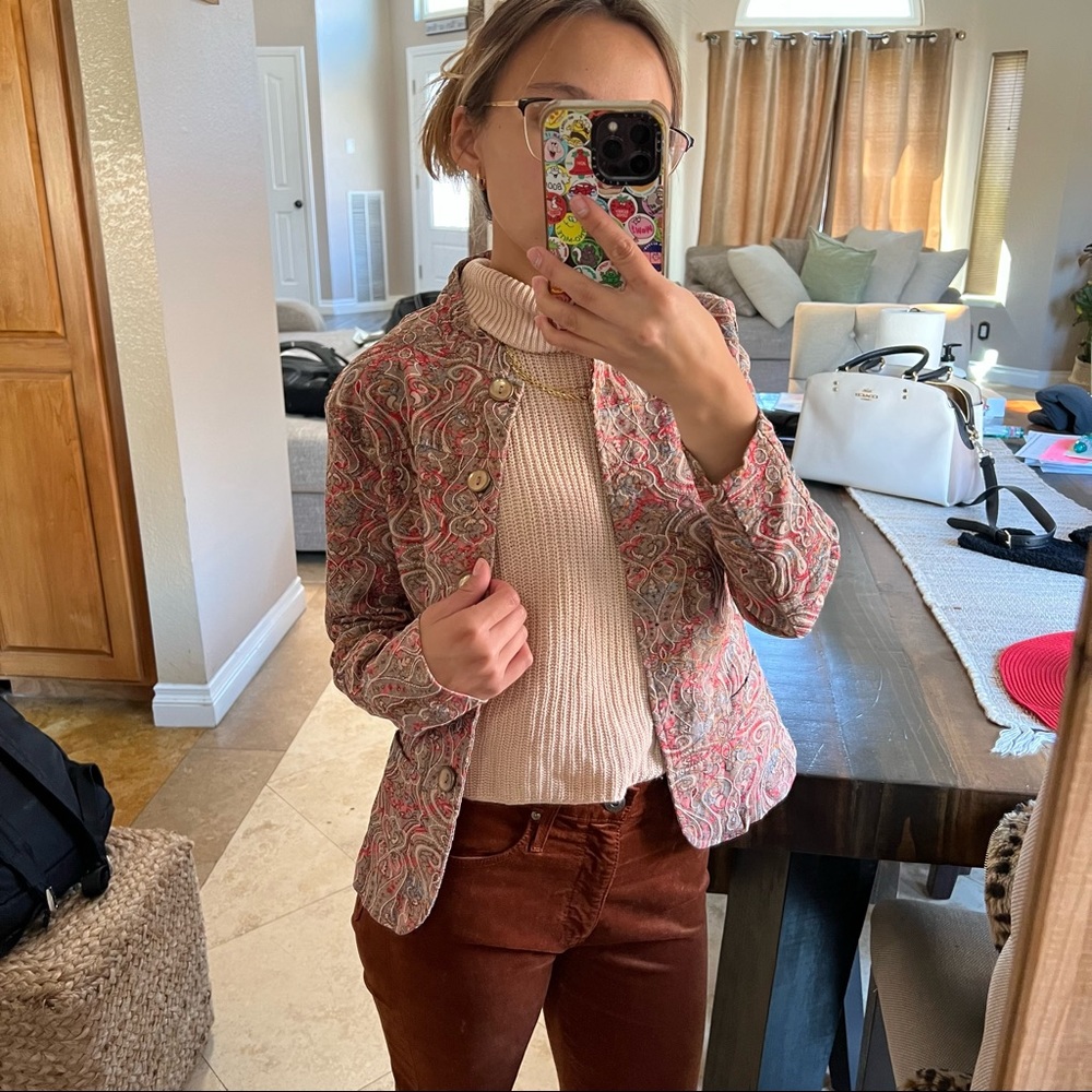Analogy Petite Paisley Textured Blazer